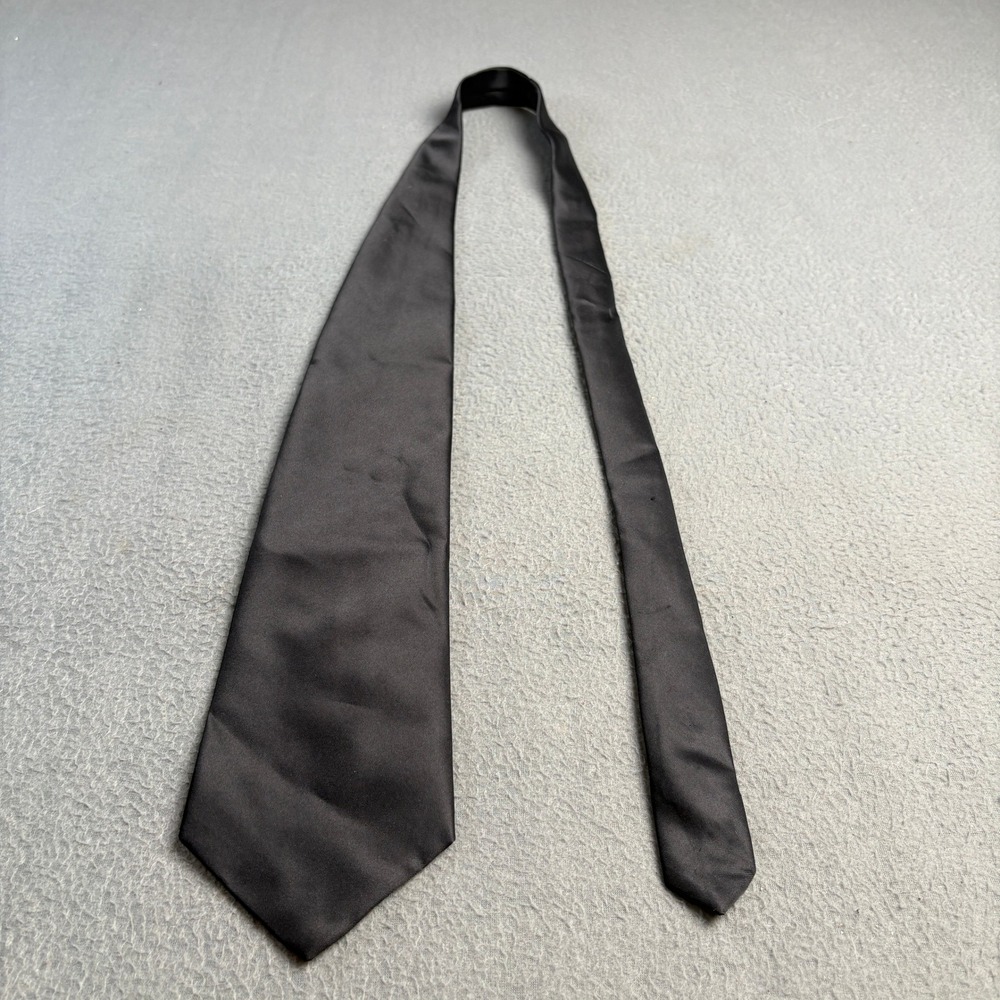 Valentino Rudy Italy Mens Necktie Solid Black Textured Silk Blend Formal Tie